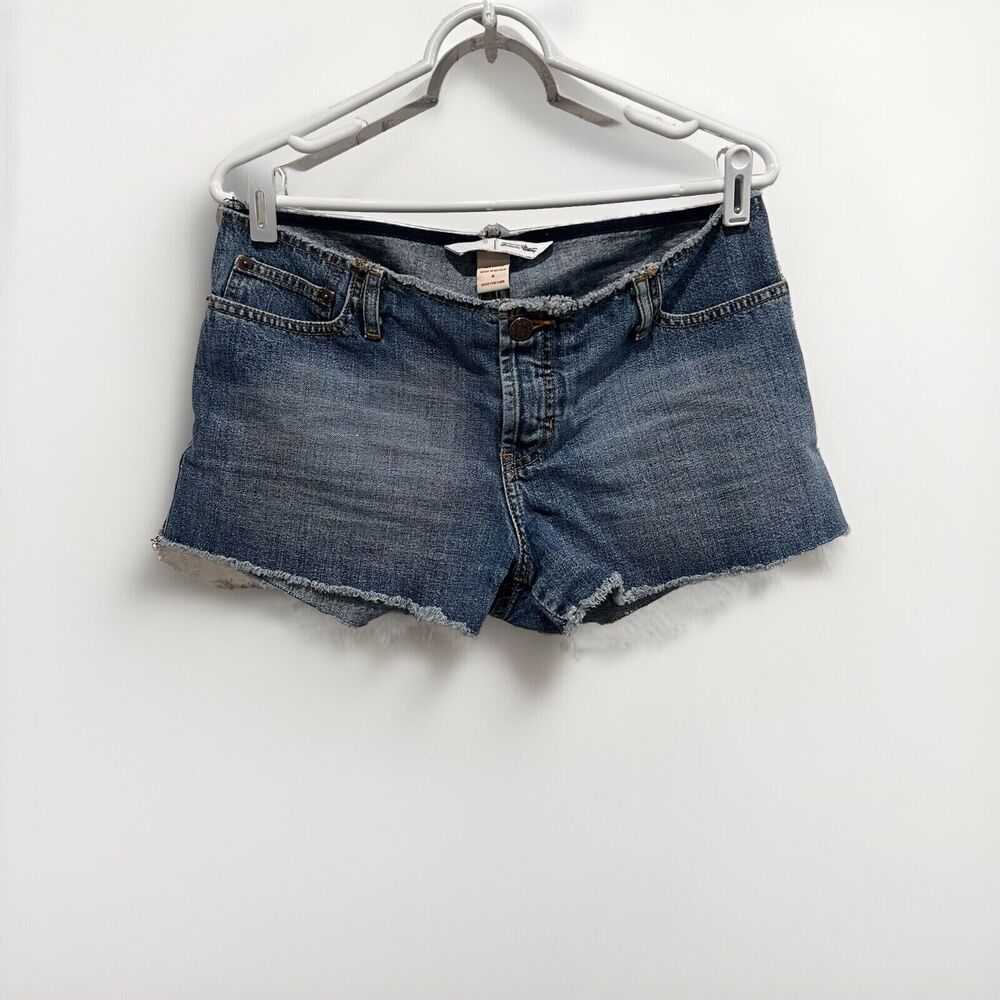 Abercrombie Y2K Denim Jean Cut Off Raw Hem Button Shorts Sz 4